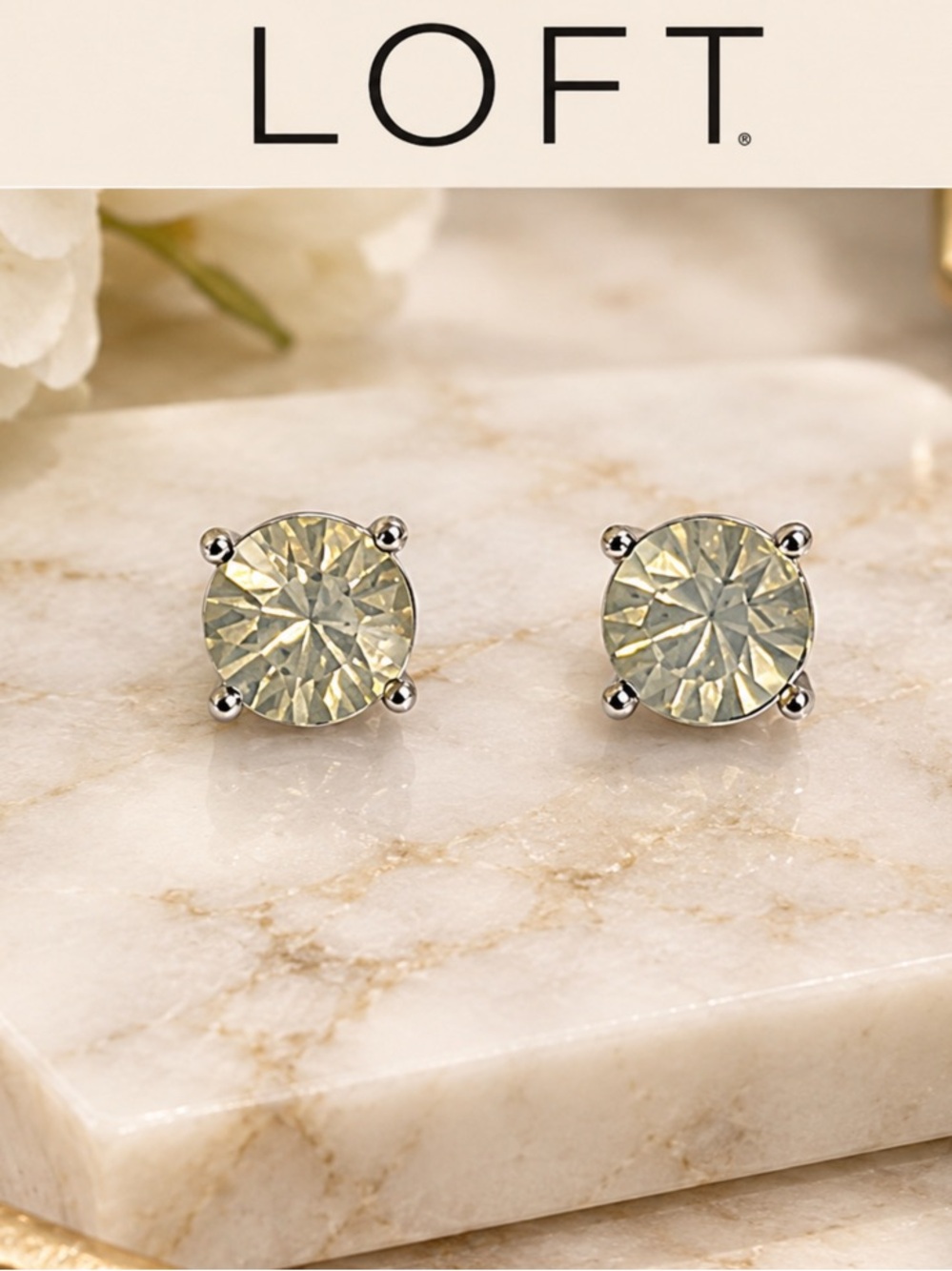 Ann Taylor LOFT Yellow Crystal Stud Earrings